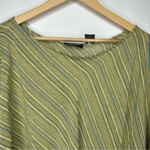 SOLD! New York & Company Striped Green Brown Flare Sleeve Blouse L #X0927 - Picture 12 of 15